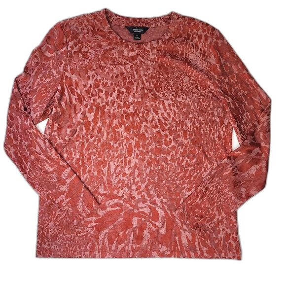 Simply Vera Vera Wang Textured Top Crewneck Long Sleeve Tee Knit Rust Size M - Picture 5 of 14